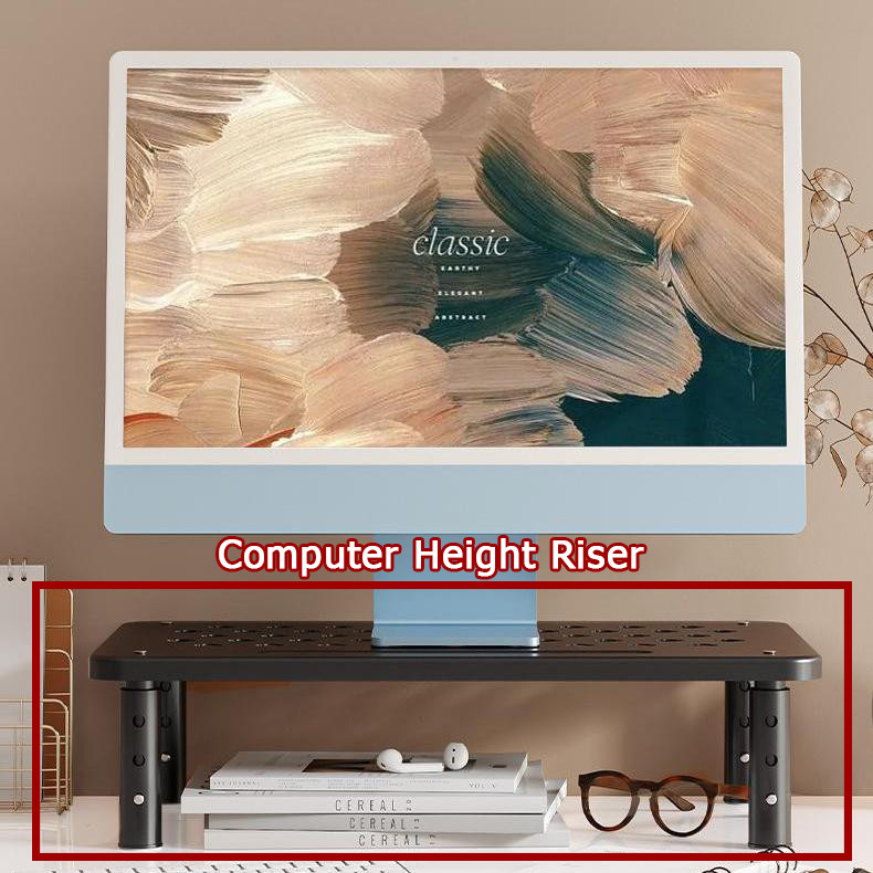 3 Adjustable Height Monitor Stand Computer Screen Increased Shelf with ...