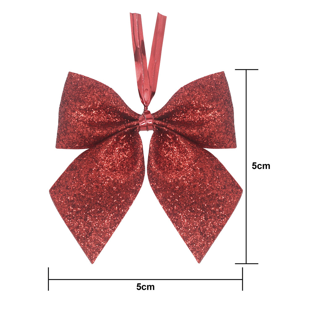 20 Pieces 2 Inch Christmas Ribbon Bows Glitter Twist Tie Pretied Mini ...