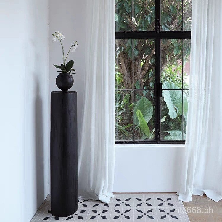 Sculpture Base Wabi-Sabi Solid Wood Round Column Living Room Floor ...