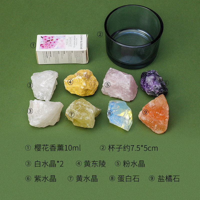 Natural Crystal Aromatherapy Diffuser Fragrance Stone Set Box Fireless ...