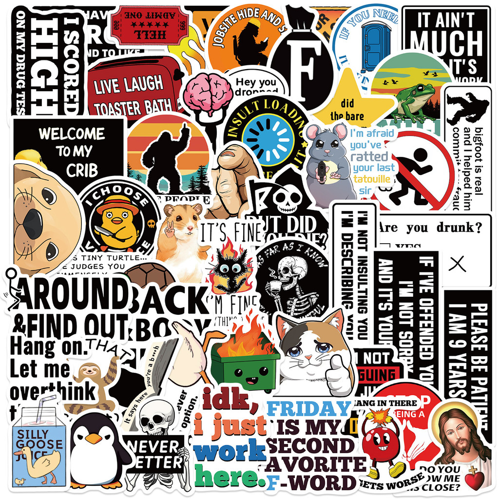 50 Pieces Cartoon Prank Meme Graffiti Stickers - Waterproof PVC DIY ...