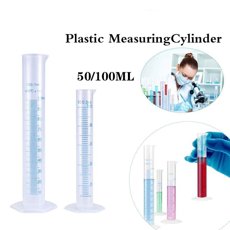 50/100ml Plastic Measuring Cylinder Laboratory Test Graduated Tube ...