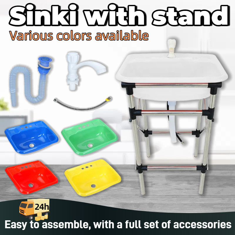 Kitchen Sinki Plastic Basin with Foldable Stand Sinki Portable Sinki ...