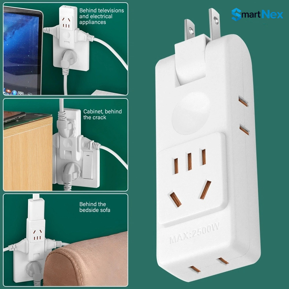 Outlet Extension Adaptor Socket Power Adapter 4 Gang Rotating Compact ...