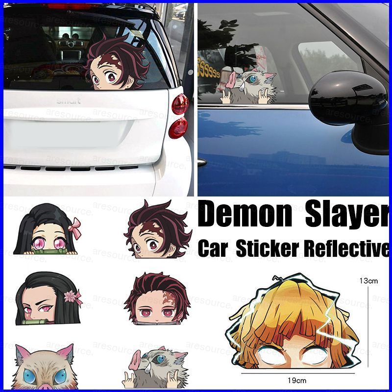 SQ3 Demon Slayer Car Sticker Reflective Motorcycle Anime Creative Car ...