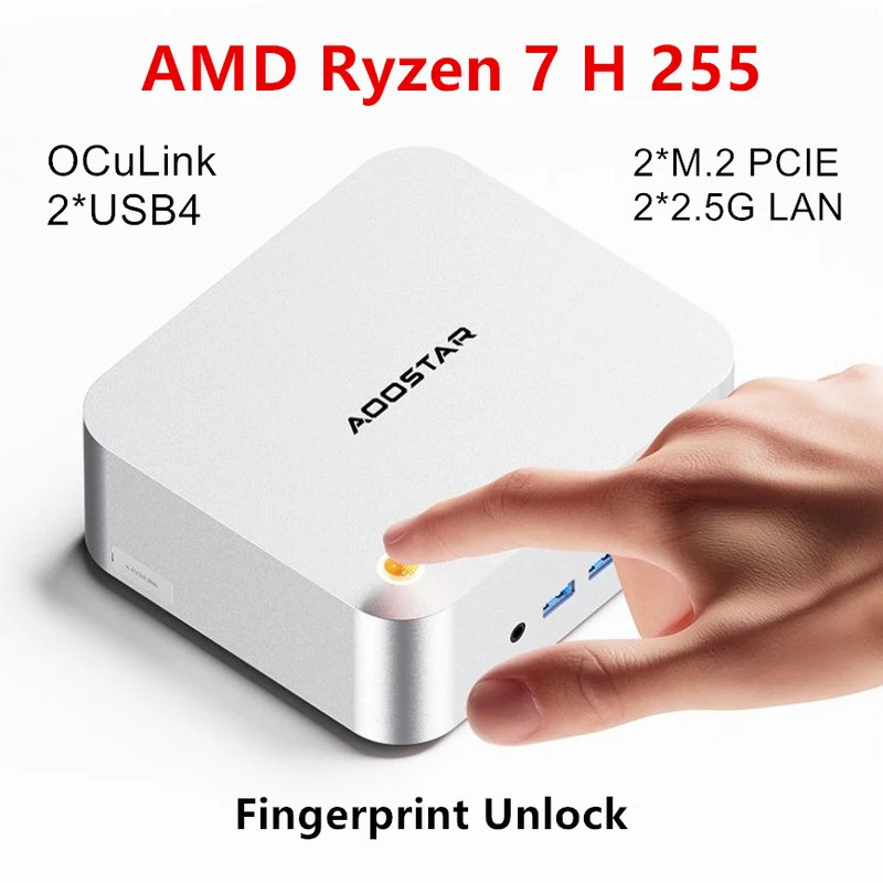 Aoostar MACO Mini PC Gamer AMD Ryzen 7 H 255 Fingerprint OCuLink 2*USB4 ...
