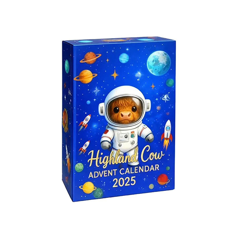 Calendrier De L'Avent 2025 Highland Cow, Calendrier De Noël De 24 J Livre Avec 24 Decorations Miniatures 3d Differentes De Vaches Highland Mignon