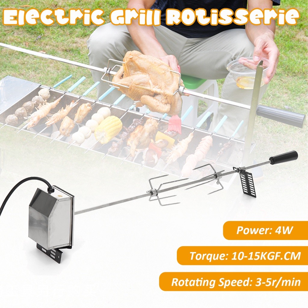 4W Grill Rotisserie Spit Roaster Rod Charcoal BBQ Pig Chicken Motor Kit ...