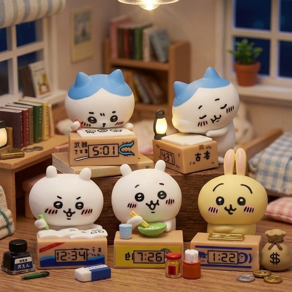 Chiikawa Clock-Style Capsule Toy Figure, Hachiware & Usagi Cartoon Desk ...