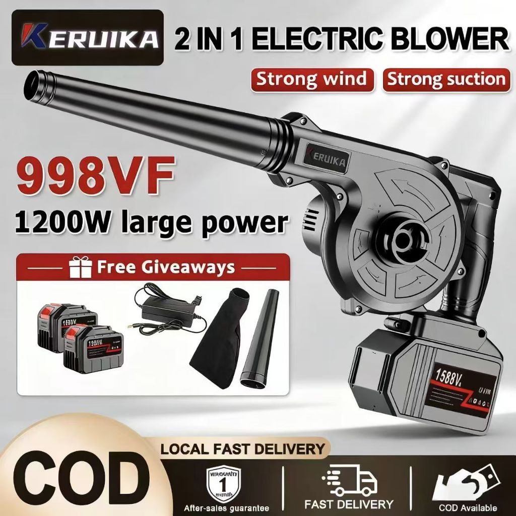 1200W Cordless Blower Vacuum 2 in 1 Electric Leaf Blower with Battery ...