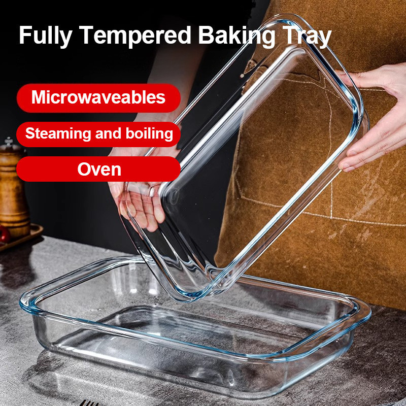 0.9-3.2L Microwaveable Baking Pan Glass Pan Cooking Plate Rectangular ...