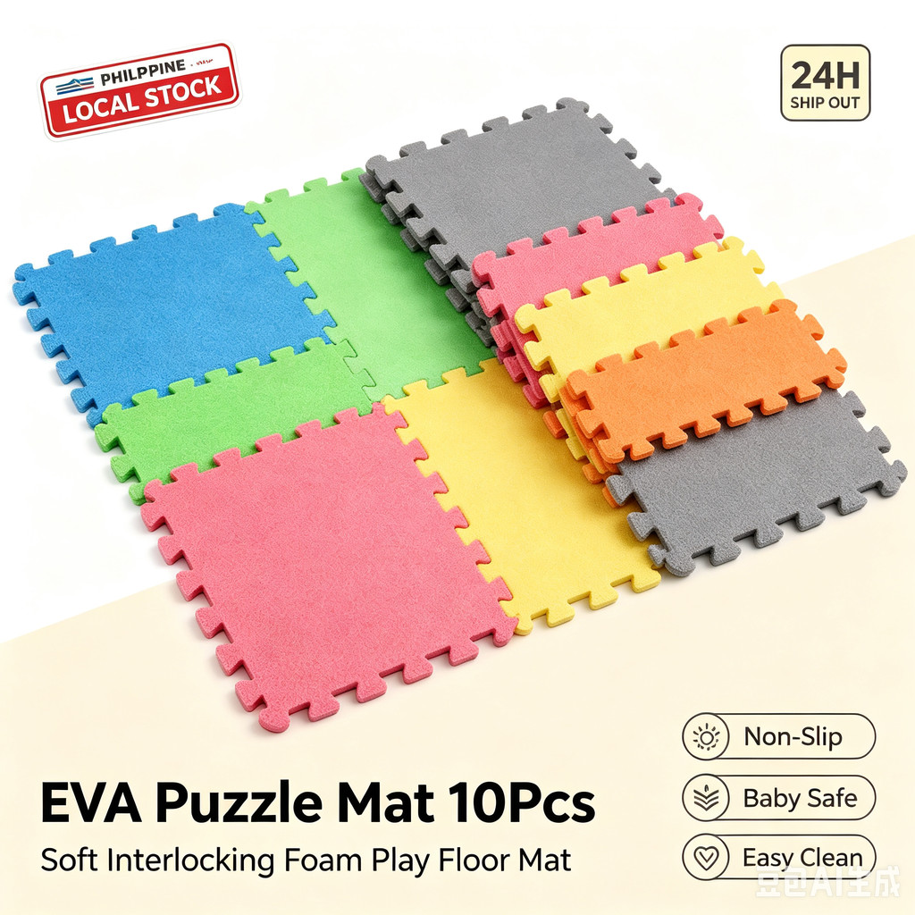 EVA Foam Interlocking Puzzle Mat 10Pcs Plain Color/Design 30x30x0.8cm ...
