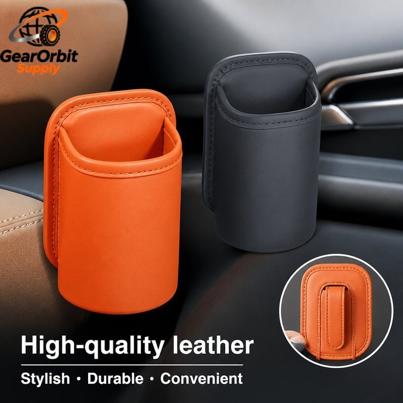 Leather Car Door Cup Holder Organizer Drink Storage Tray Seat Side ...
