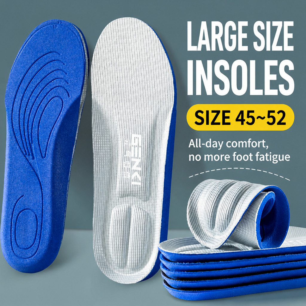 Large size sports insoles 47 for men, shock-absorbing, thickened, soft ...