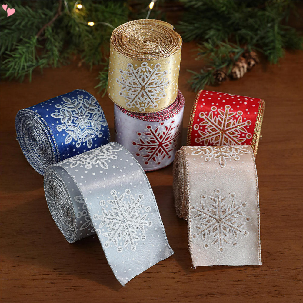 Colorful Satin with Silver Snowflake Wired Ribbon 2.5 Inch x 2 Yards ...