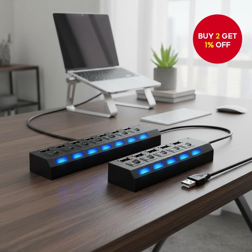 USB Hub with Individual Switch Multi-Powered ON OFF Splitter Adapter ...