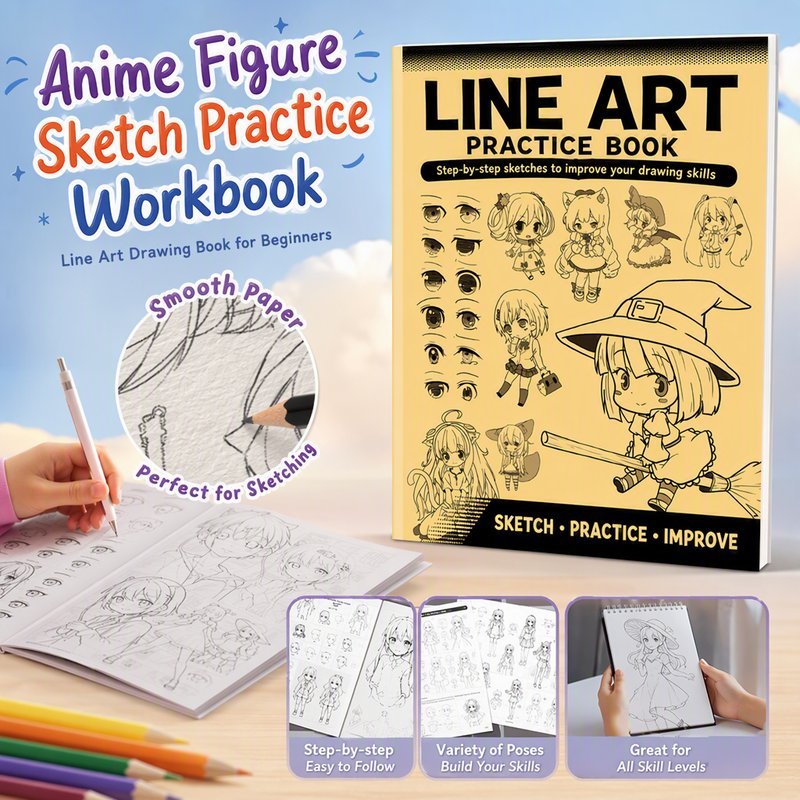 Anime Figure Line Art Drawing Practice Book Manga Pose Sketch Workbook ...