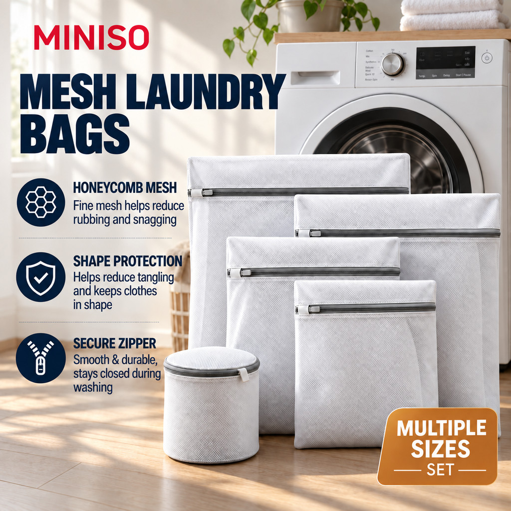MINISO Reusable Mesh Laundry Bag Laundry Net Wash Bag for Washing ...