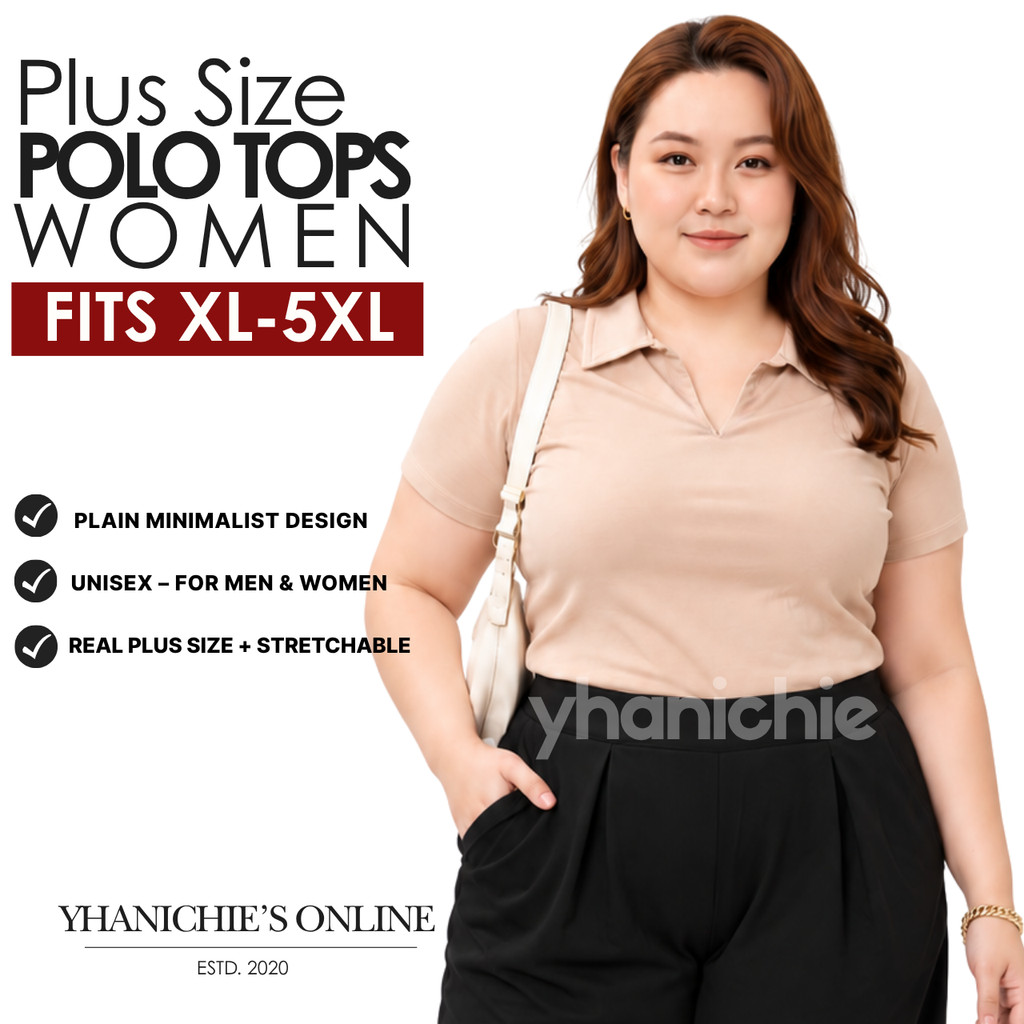 Plus Size Polo Collar Blouse for Women XL-5XL | Stretchable Knitted ...