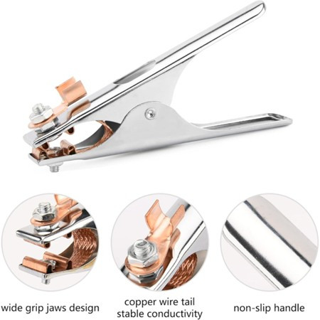 POPETPOP 200A Ground Clamp – Copper & Galvanized Iron Welding Electrode Holder For Secure Grounding