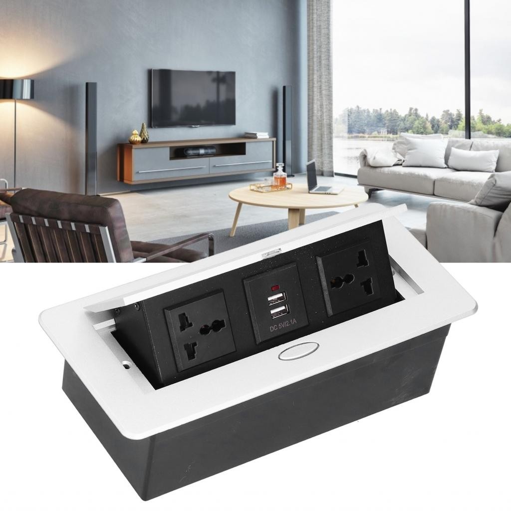 Floor Electrical Outlet Pop Up Desktop Socket Dual USB 250V 13A for ...