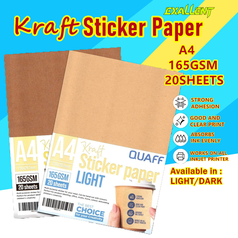 Quaff Light / Dark Kraft Label Sticker 20Sheets For Product Labelling ...