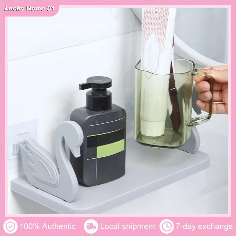Wall Hanging Bathroom Human Hook Rack Floating Wall Ledge Shelf Suction ...