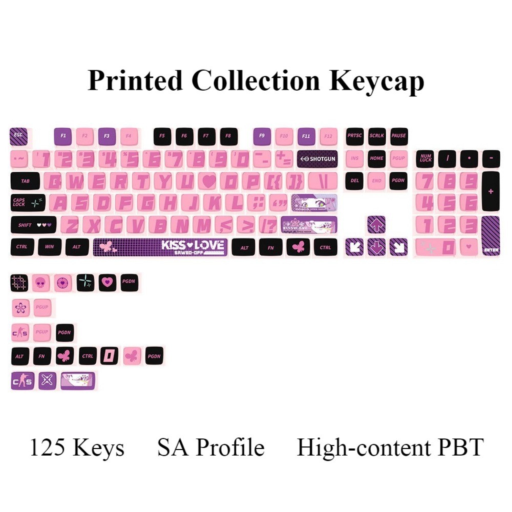 CS Printed Collection Keycaps 125 Keys SA Profile PBT Wooting Aula F75 ...