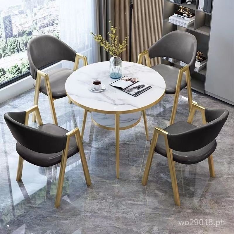 Italian Style Reception Desk Small Round Table Chair Set for Discussion ...