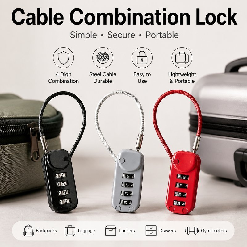 Wire Rope Combination Padlock Anti Theft Padlock Metal Alloy Multi ...