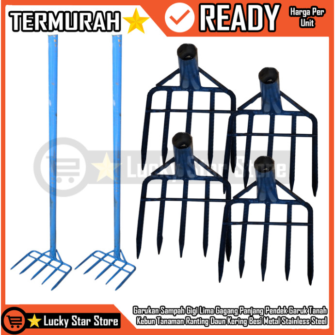 Five-tooth Garbage Rake Long Short Handle Soil Rake Garden Plant ...