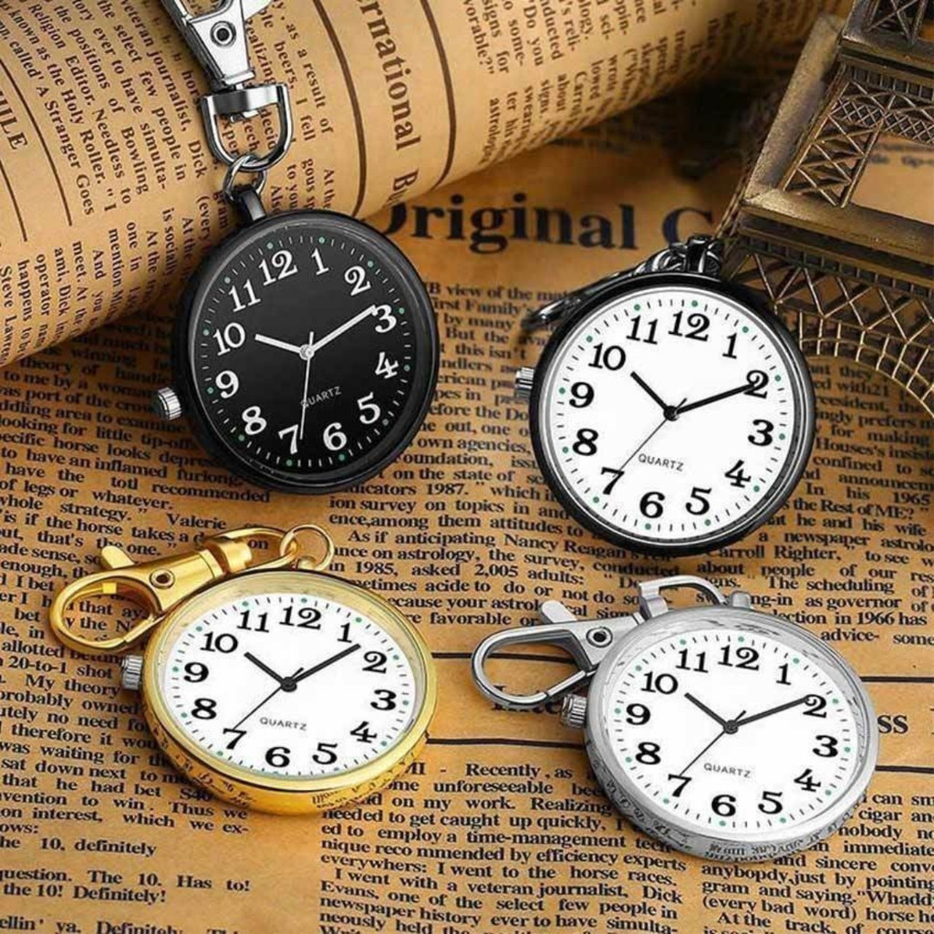 New Tiny Cute Quartz Pocket Watch with Keyring Unisex Round Dial Quartz ...
