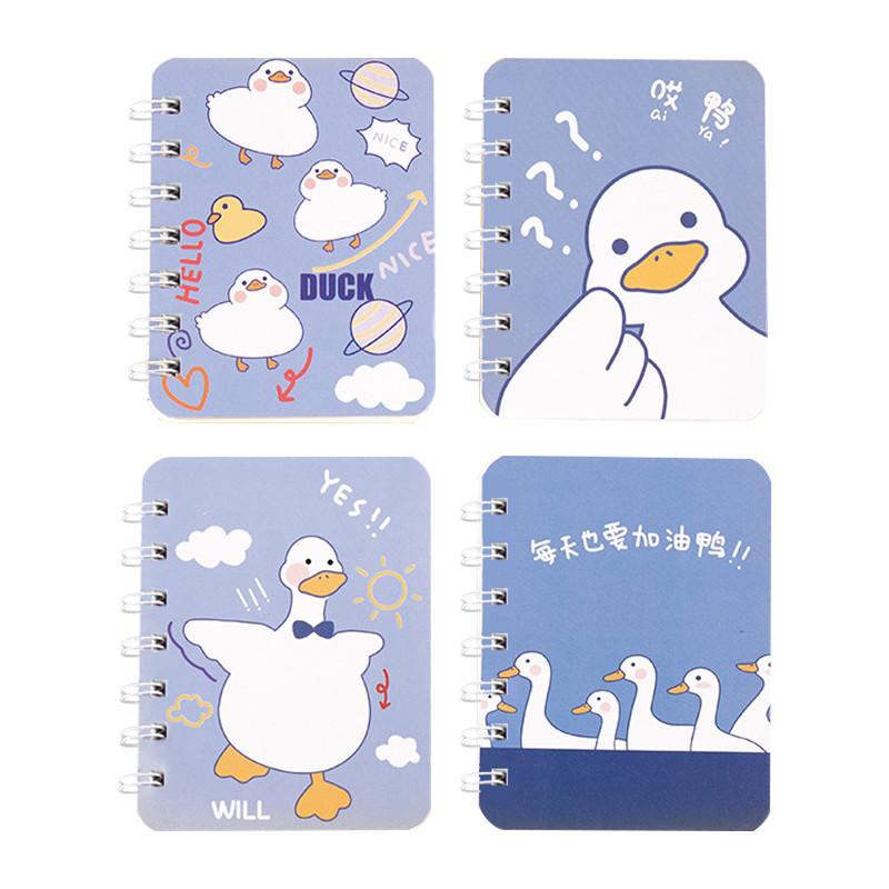 80 Sheets Portable Cartoon Duck Series Coil Notepad School Office Word ...