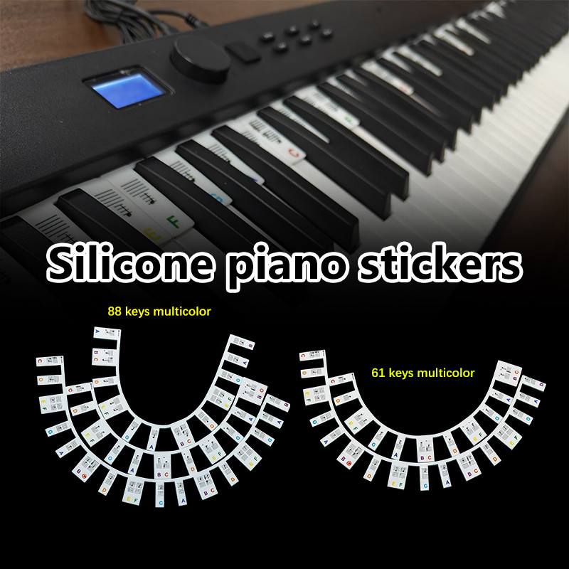 Silicone Non Adhesive Piano Stickers 61/88 Keys Note Strips Staff ...