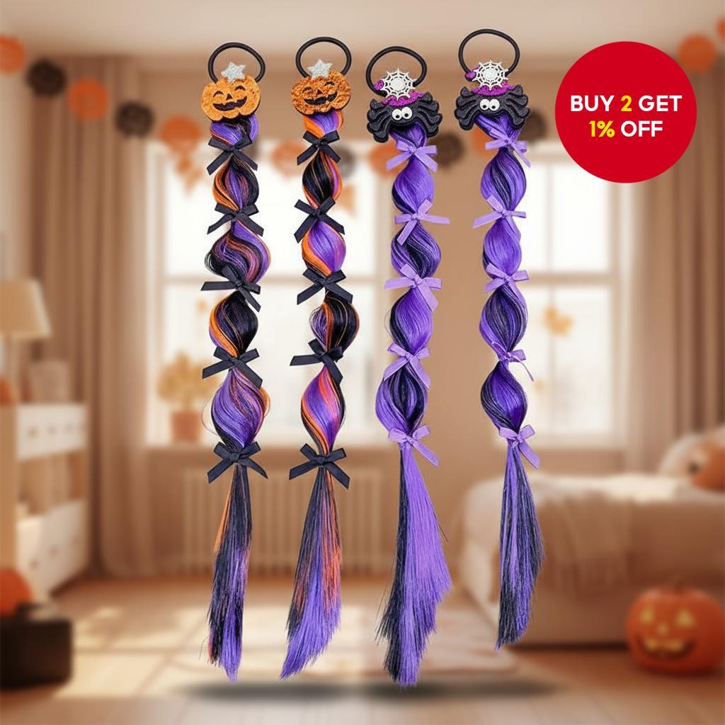2pcs Halloween children's hair accessories, girl wigs, braids, hair