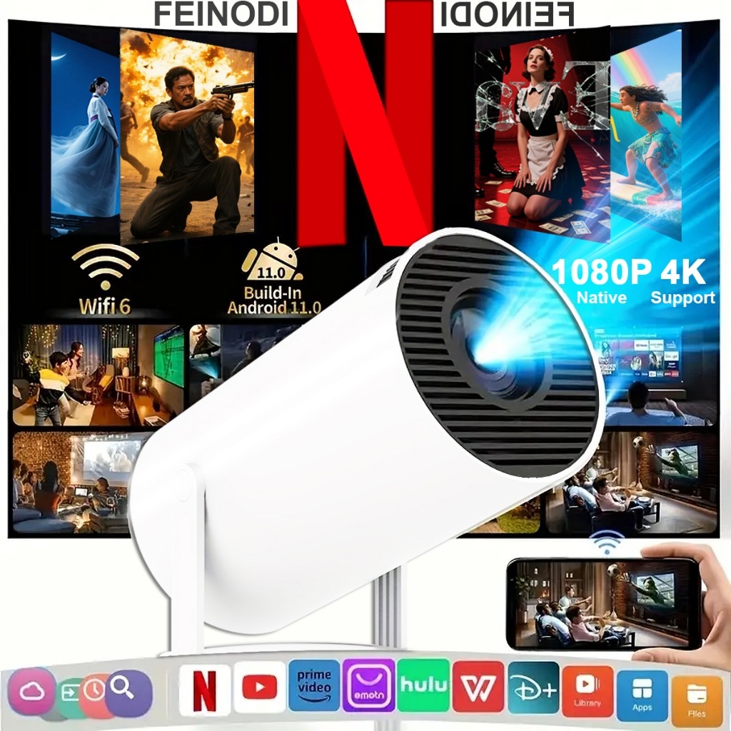 HY300 Portable Projector 4K UHD Wifi Bluetooth Android 11 Projector ...