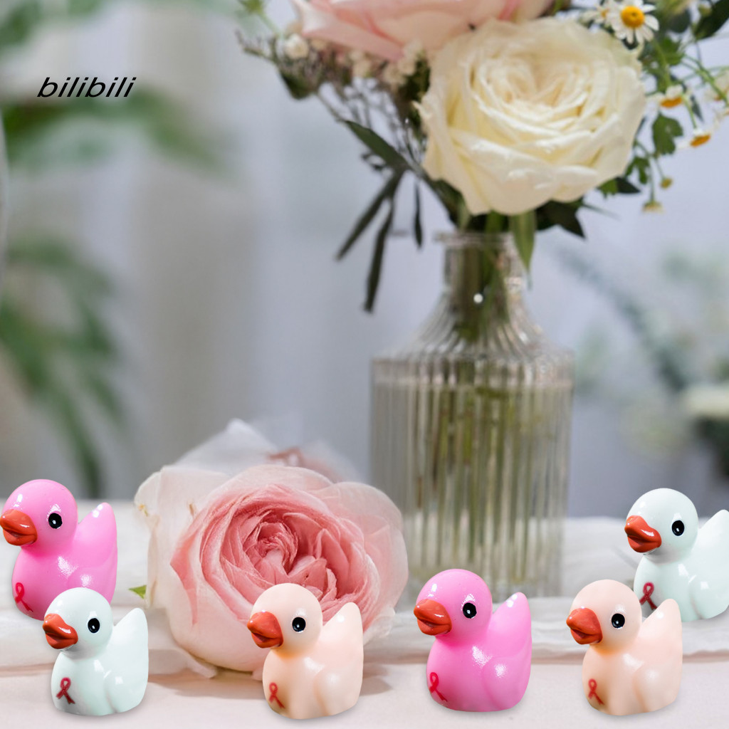 BIL Red Ribbon Duck Statue Breast Cancer Mini Duck Figurine Breast ...