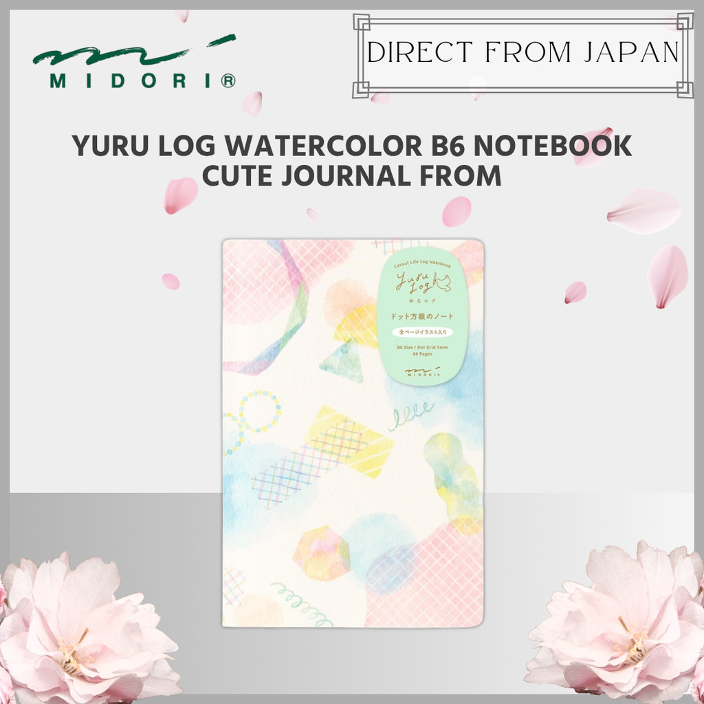 Midori Yuru Log Watercolor B6 Notebook Cute Journal From Japan | Shopee ...