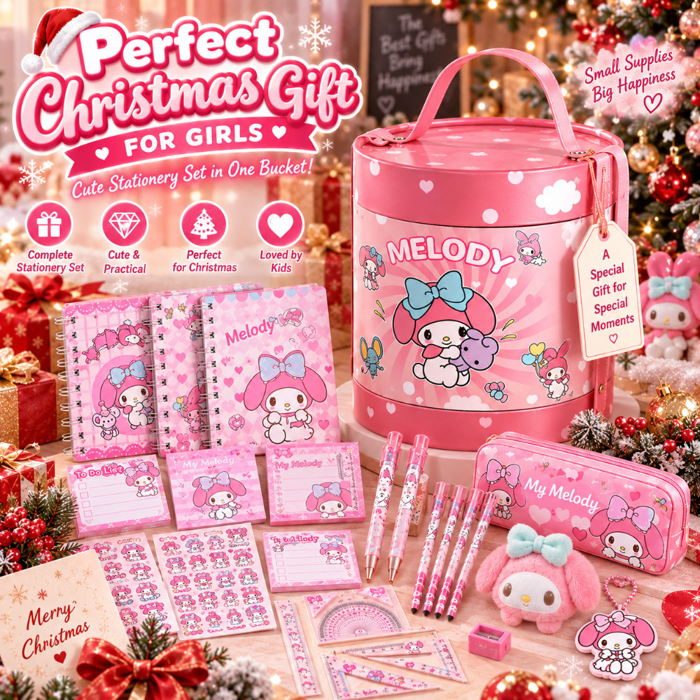 Cute My Melody Stationery Set Hug Bucket Notebook Pen Stickers School ...