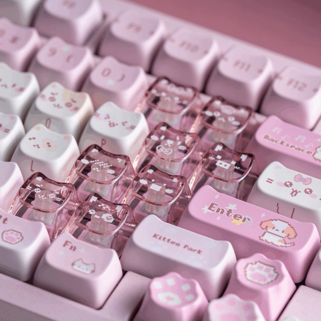 Pixel Meow Meow Keycaps 140 Keys MAO Height PBT Material Keycap Five ...