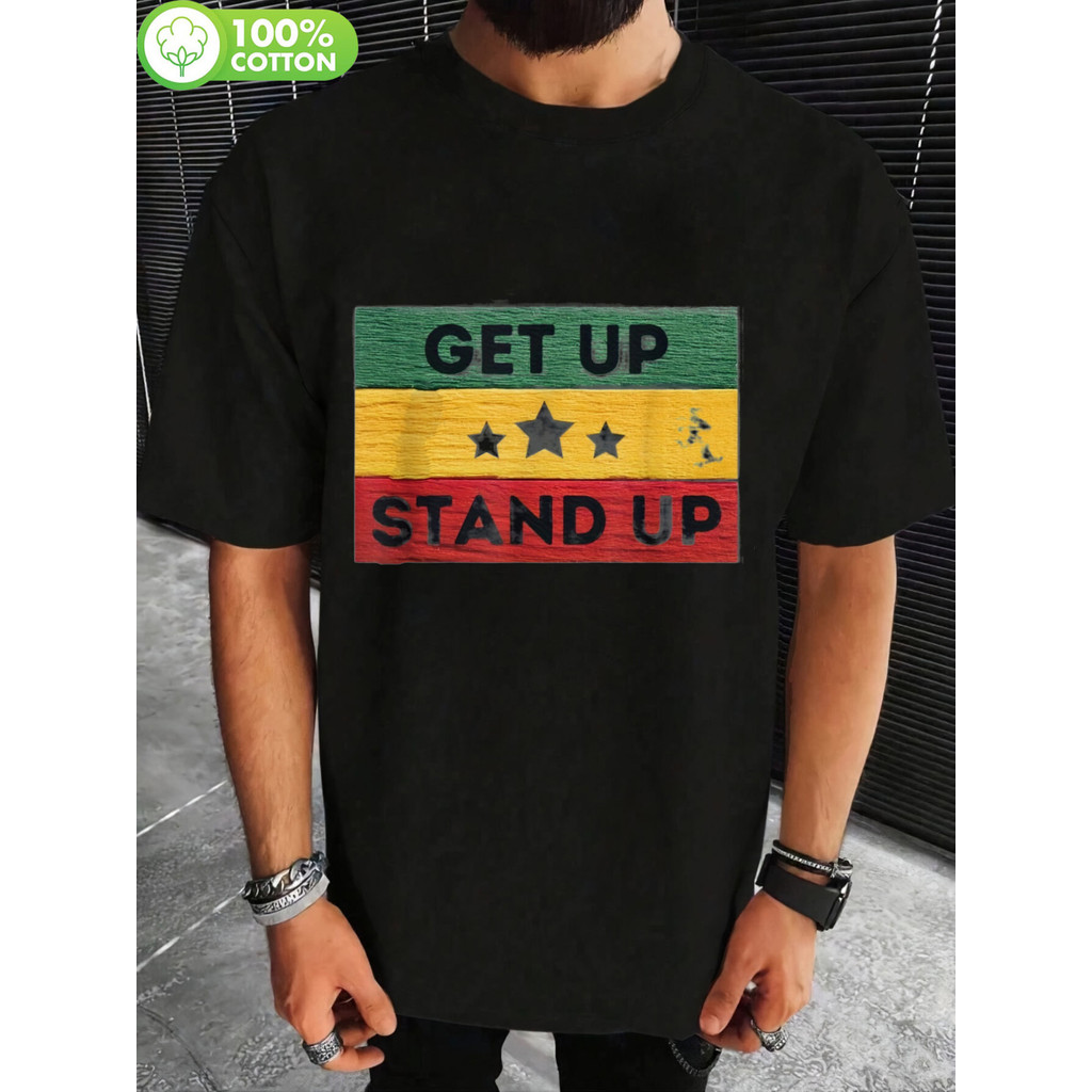 Men'S Reggae T-Shirt - GET UP STAND UP Bob Marley Inspired Design ...