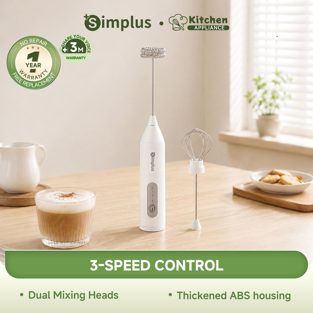 Simplus Electric Milk Frother & Egg Whisk - Long-Lasting Battery, Pure ...