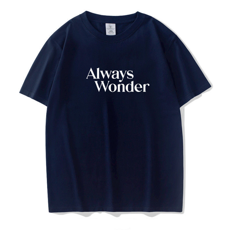 Lingorm Always Wonder Round Neck Cotton T Short Sleeve Casual Hip