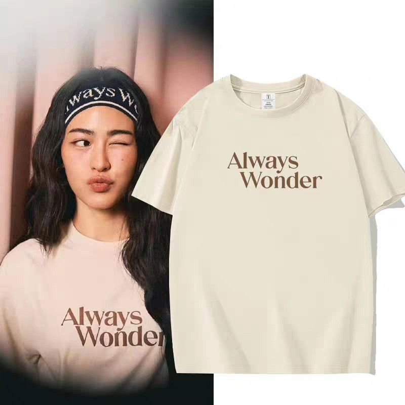 Lingorm Always Wonder Round Neck Cotton T Short Sleeve Casual Hip