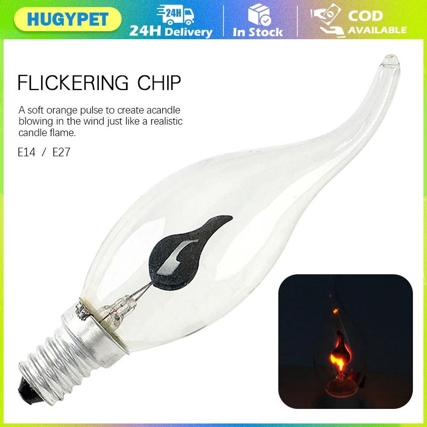 LED Candle Light Bulb Flicker Flame E14 E27 Edison Emulation Fire ...