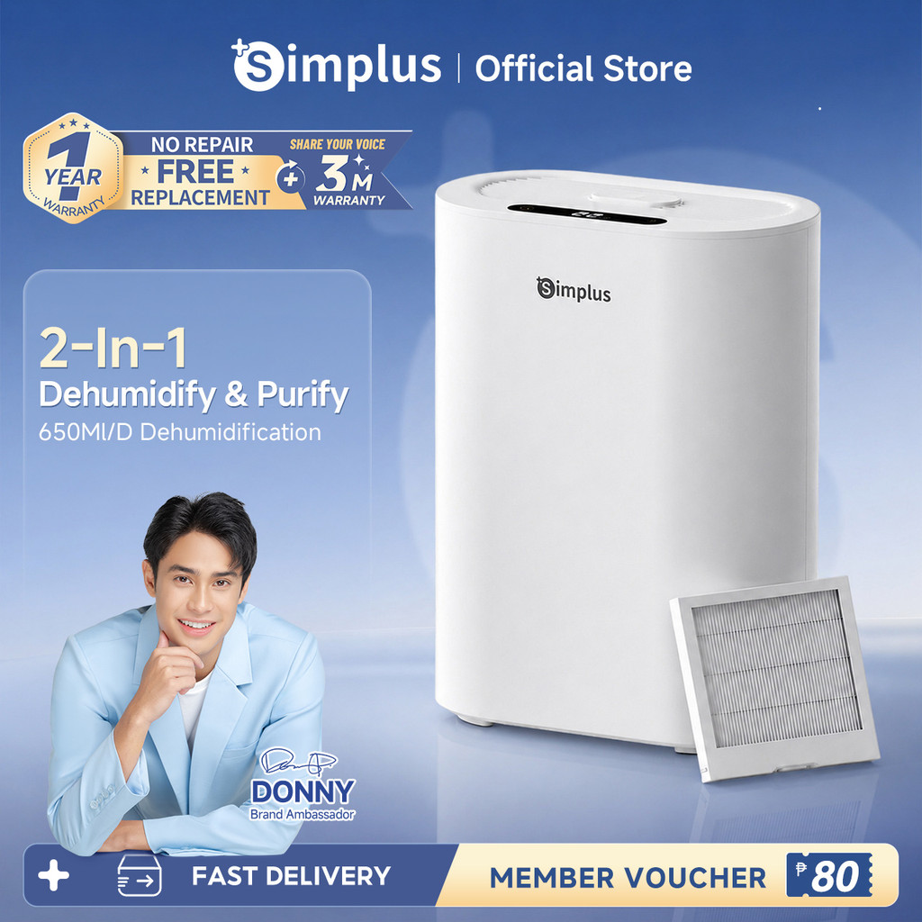 Simplus Dual-Core Dehumidifier & Air Purifier 2-in-1 650ml/Day High ...
