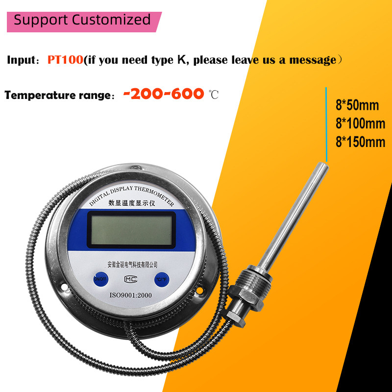 PT100 Temperature Gauge Thermometer Diesel Water Liquid Steam LCD ...