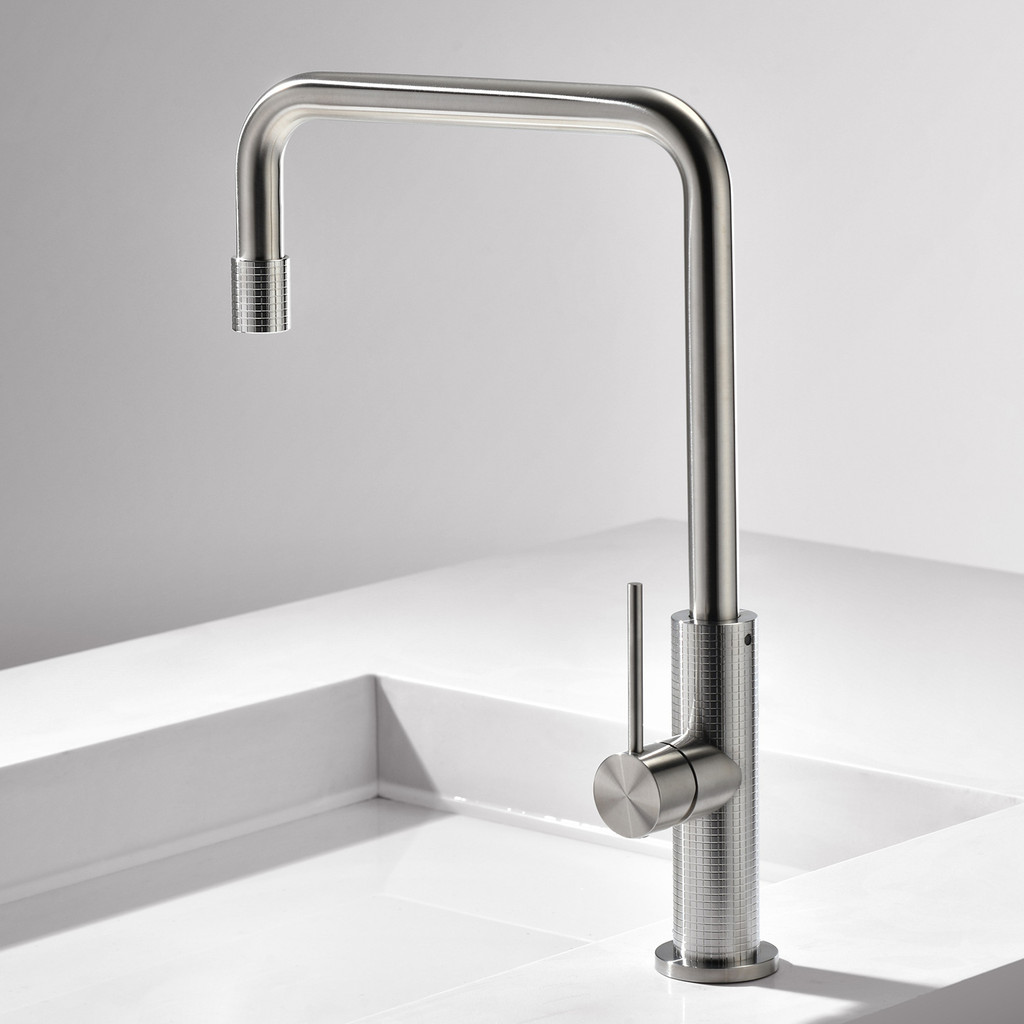 Minimalist Stainless Steel Kitchen Faucet - Single Handle/High Arc ...