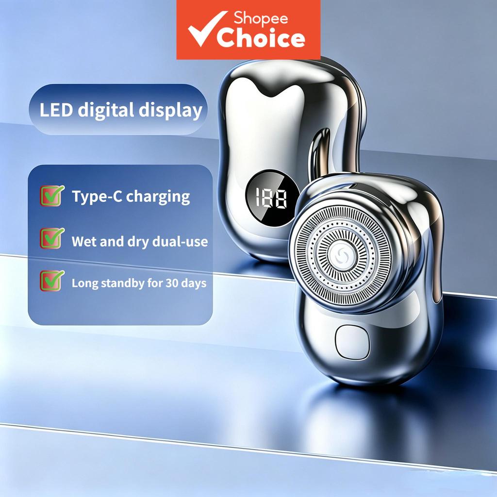 Mini Portable Electric Shaver Floating Double Ring Blade Net USB ...
