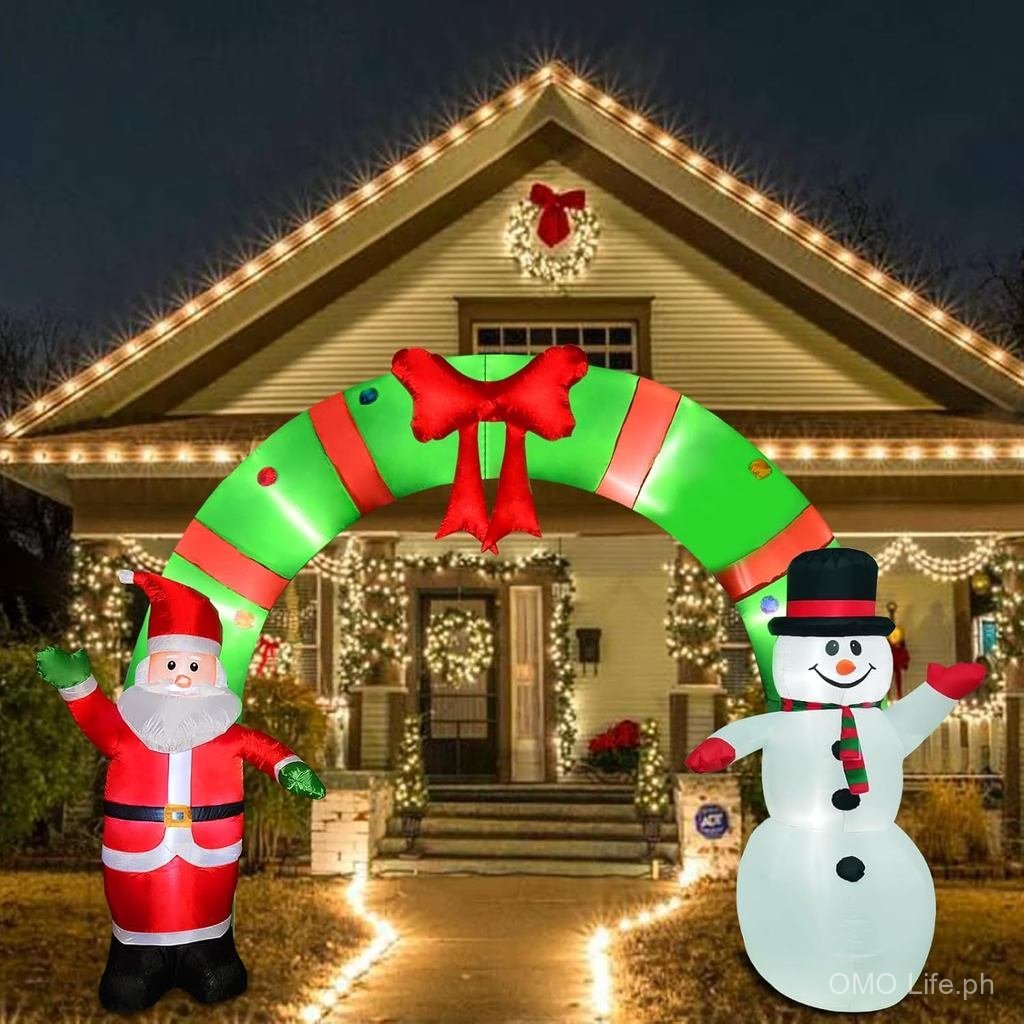12 Ft Lighted Christmas Inflatable Archway, Inflatable Santa Claus and ...